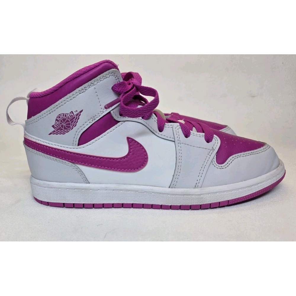 Girls Size 3Y Nike Air Jordan 1 Mid Fire Pink White Sneakers Shoes FD8781-500